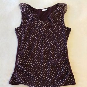 NY&Co Polka Dot Ruffle Blouse - Medium